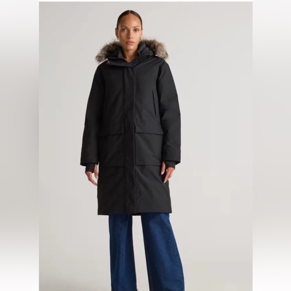 Quince Women Responsible Down Hooded Long Parka Coat Black M